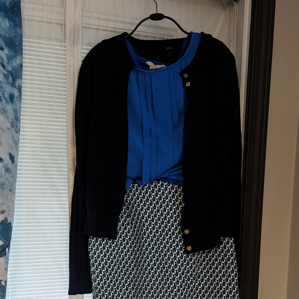 J Crew Cardigan Sweater, Navy Blue with Gold Buttons S